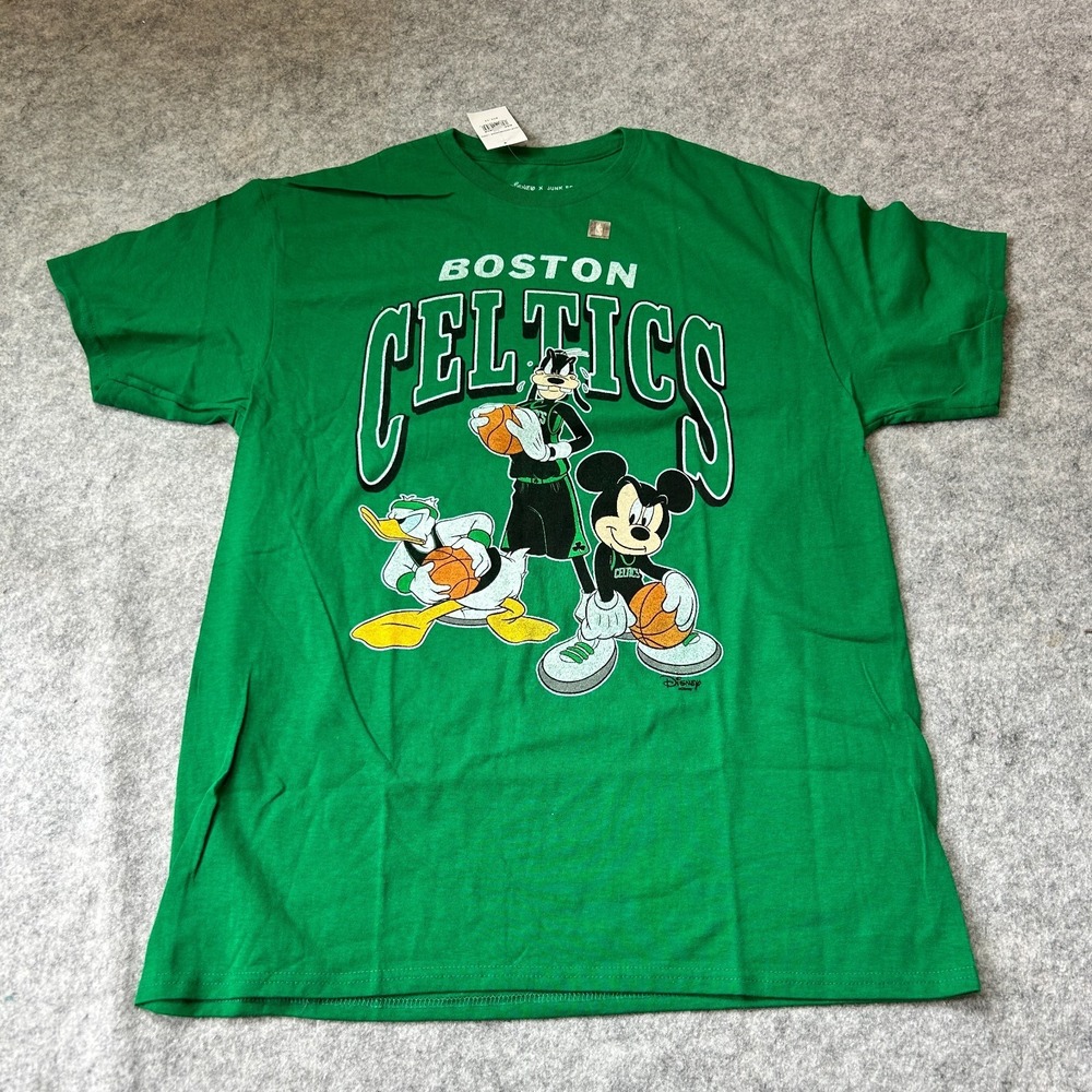 Disney x Junk Food Boston Celtics Green Mickey Goofy T-Shirt Mens Large NEW